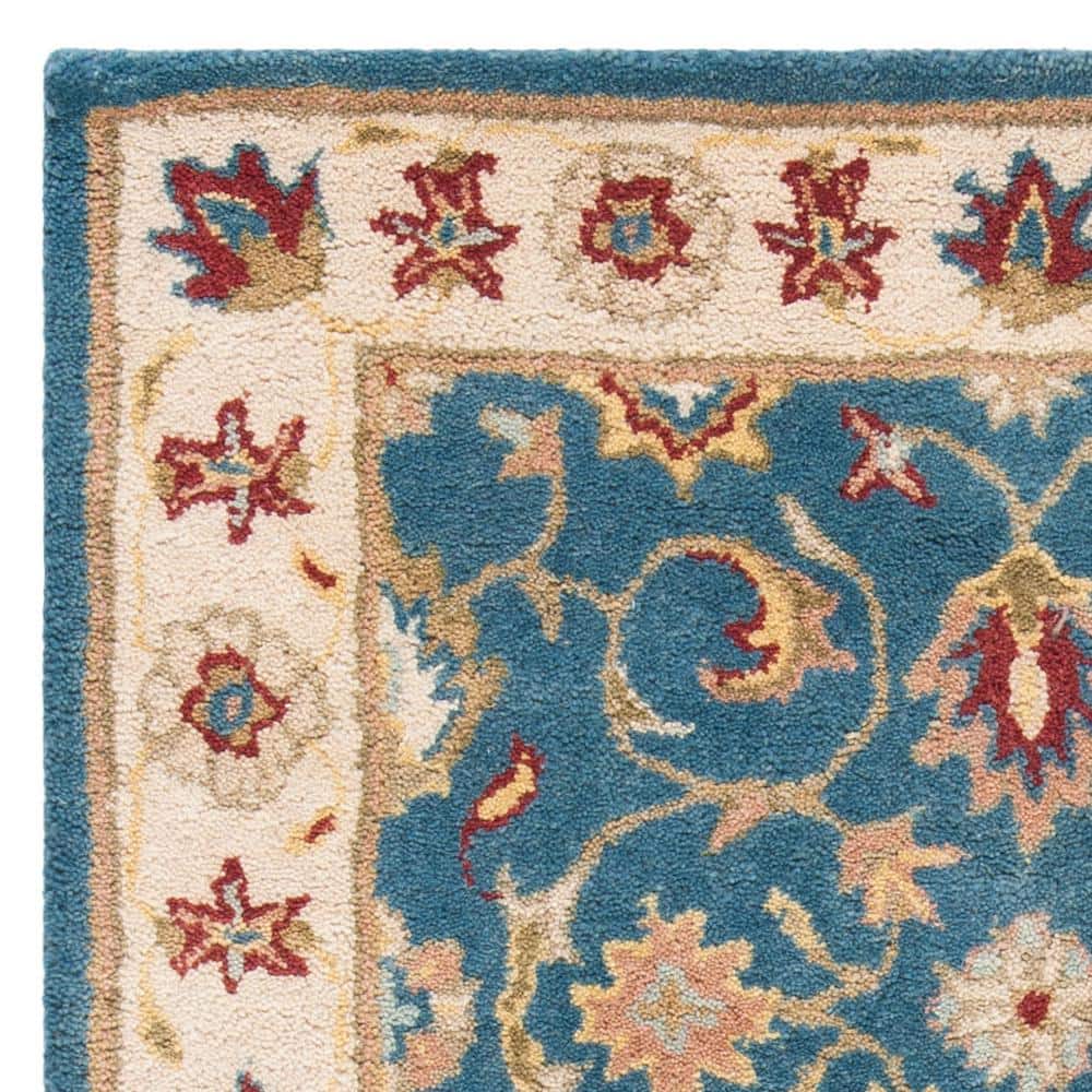 Antiquity Blue and Beige Wool Tufted Area Rug