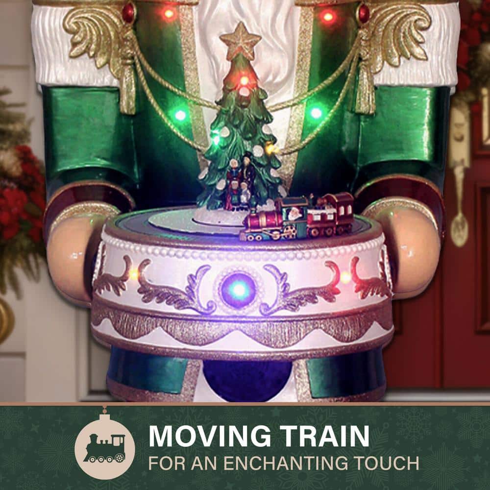 4.8-Ft Green and Red Resin Nutcracker with LED Lights and Music