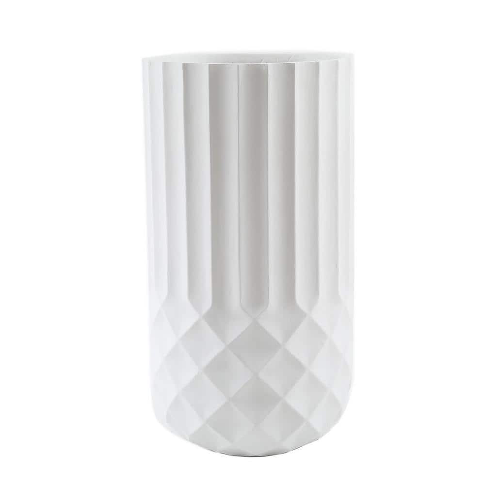 White 24-Inch Tall Round MgO Indoor/Outdoor Planter