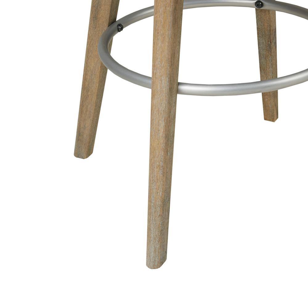 Blue Swivel Counter Stool with Wood Legs