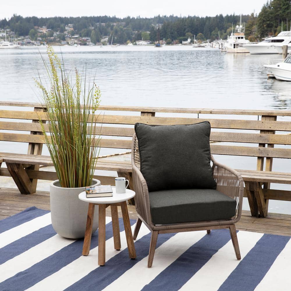 Ink Charcoal Black Recycled Fabric Outdoor Cushion Set