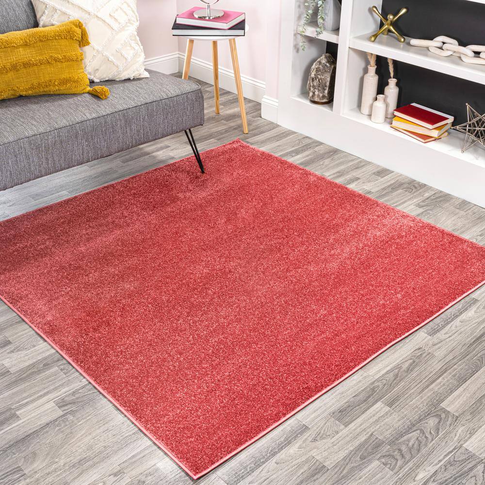 JONATHAN Y Haze Solid Low-Pile Red 9 ft. Square Area Rug