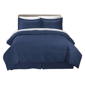 Swift Home All-Season 8-Piece Indigo Solid Color Microfiber Full Bed in a Bag