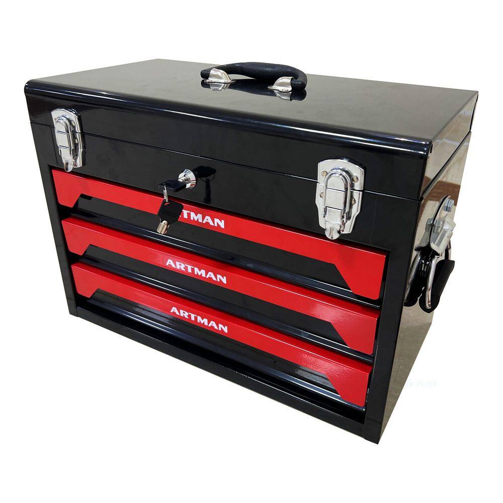 10.6 in. W x 19.7 in. D Work Table 3-Drawer Toolbox, Work Table with Metal Latches and Steel Top Storage Tray, Red price history on PriceWatchPro