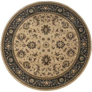 Alyssa Ivory/Blue 8 ft. x 8 ft. Round Traditional Area Rug