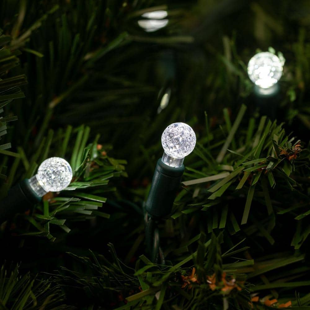 Cool White LED Globe Christmas Tree Lights, 25 ft String