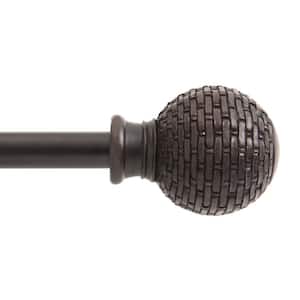 Woven Ball 28 in. - 48 in. Adjustable Single Curtain Rod 5/8 in. Diameter in Weathered Brown with Textured Finials