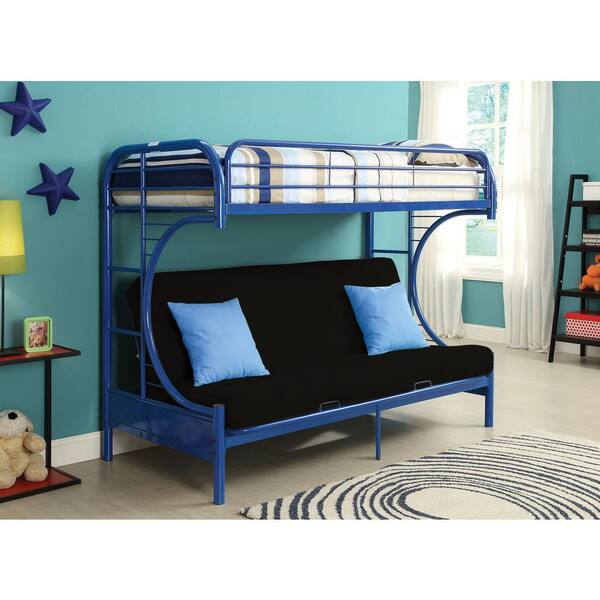 Acme Furniture Eclipse Twin Over Blue, Twin Over Full Futon Metal Bunk Bed
