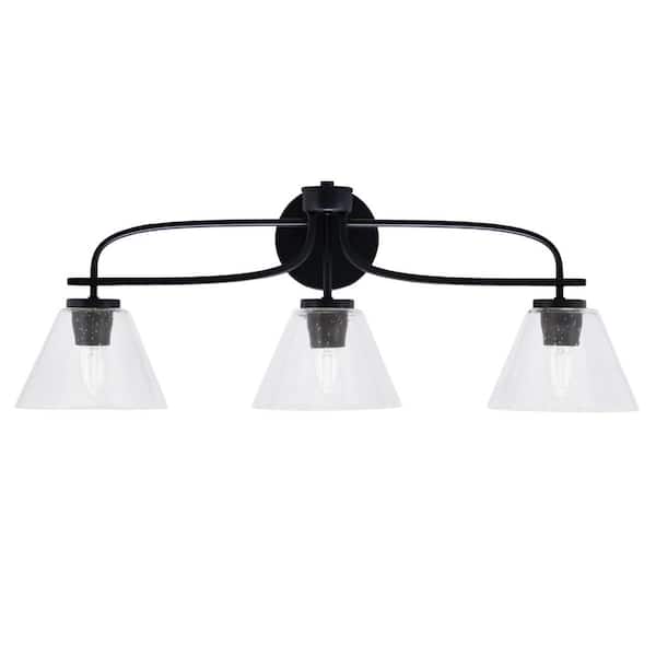 Unbranded Olympia 28.25 in. 3-Light Matte Black Vanity Light