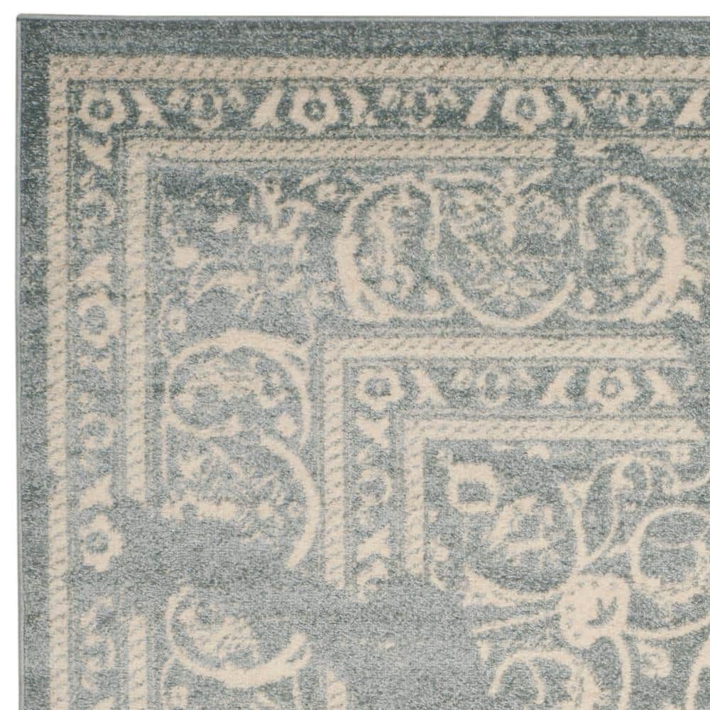 Slate and Ivory Distressed Oriental 9' x 12' Area Rug