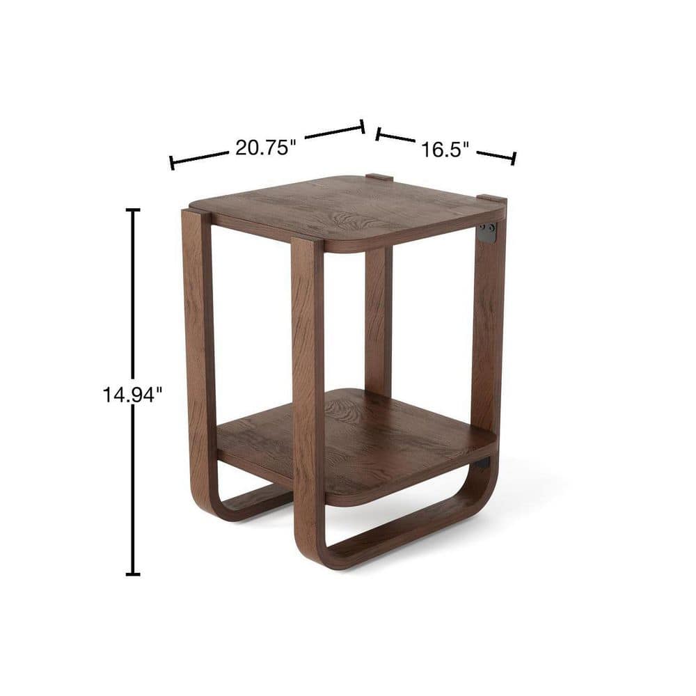Bellwood Aged Walnut Rectangular 2-Tier Side Table