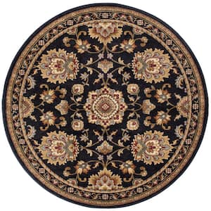 Sensation Border Black 6 ft. Round Indoor Area Rug