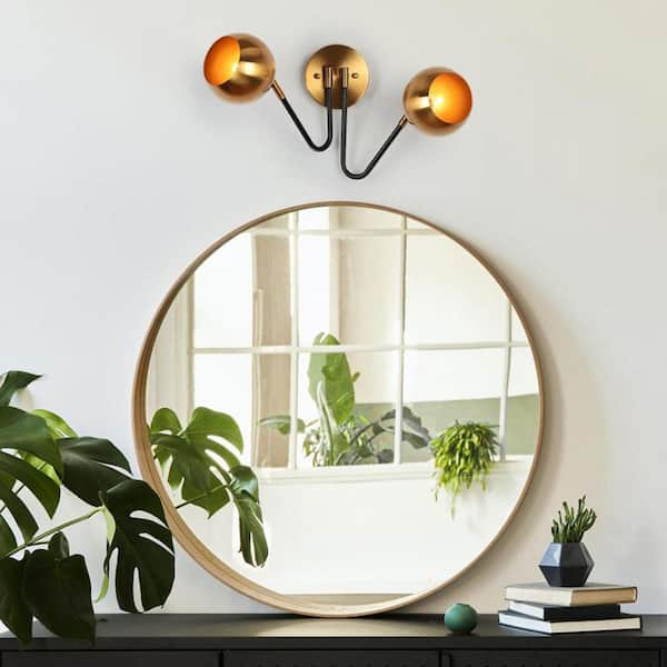 Zevni Classic 2-Lights 19.5 in. Brass Gold Wall Sconce Light, Adjustable Black Swing Arm Metal Wall Lamp for Foyer, Hallways