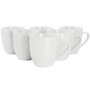 Simple White 6-Piece Fine Ceramic 16.65 oz. Mug Set in White