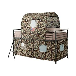 Camouflage Tent Army Green Loft Bed with Ladder