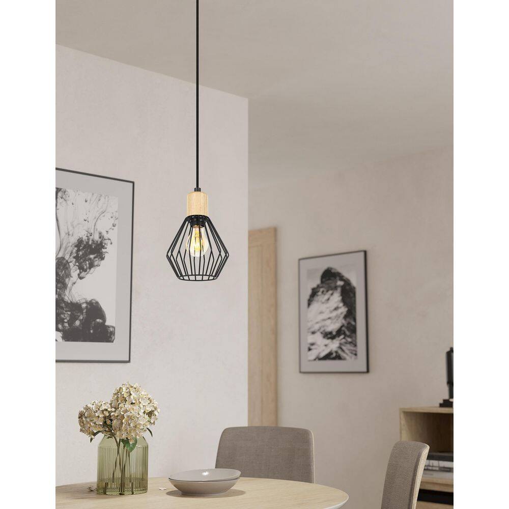 Black Glass Mini Pendant Light with Adjustable Cable