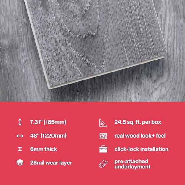 Lucida Surfaces MaxCore Andesite 28 MIL x 7.3 in. W x 48 in. L