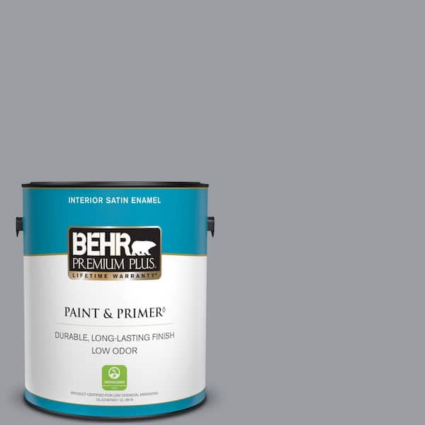 BEHR PREMIUM PLUS 1 gal. #760F-4 Down Pour Satin Enamel Low Odor Interior Paint & Primer