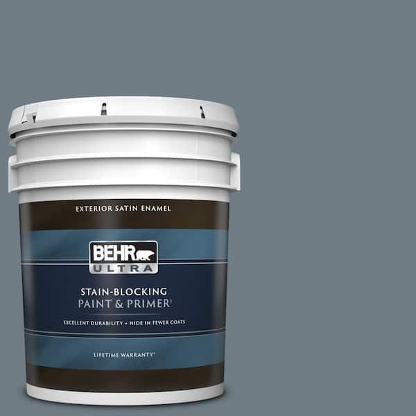 BEHR ULTRA 5 gal. #N490-5 Charcoal Blue Satin Enamel Exterior Paint & Primer