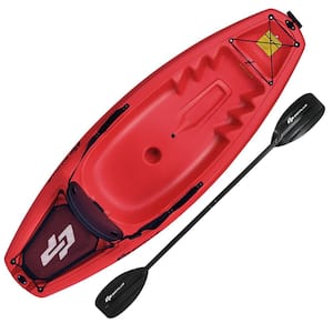 6 ft. Youth Kids Kayak w/Paddle Storage Hatche 4-Level Footrest for Age 5+