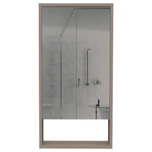 17.9 in. W x 35.4 in. H Gray Rectangular Particle Board Recessed or Surface Mount Medicine Cabinet with Mirror