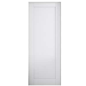 36 in. x 80 in. Blank 1-Lite Left-Handed Solid Core White MDF Wood Single Prehung Door with Quick Assemble Jamb Kit