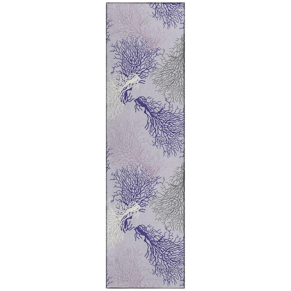 Surfside Purple 2 ft. 3 in. x 7 ft. 6 in. Geometric Indoor/Outdoor Area Rug