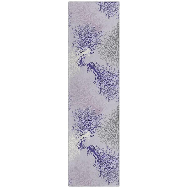 Surfside Purple 2 ft. 3 in. x 7 ft. 6 in. Geometric Indoor/Outdoor Area Rug