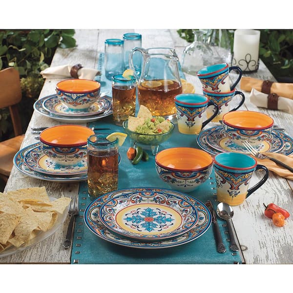 Zanzibar 20-Piece Patterned Multicolor/Spanish Floral Design Ceramic (Service for 4)