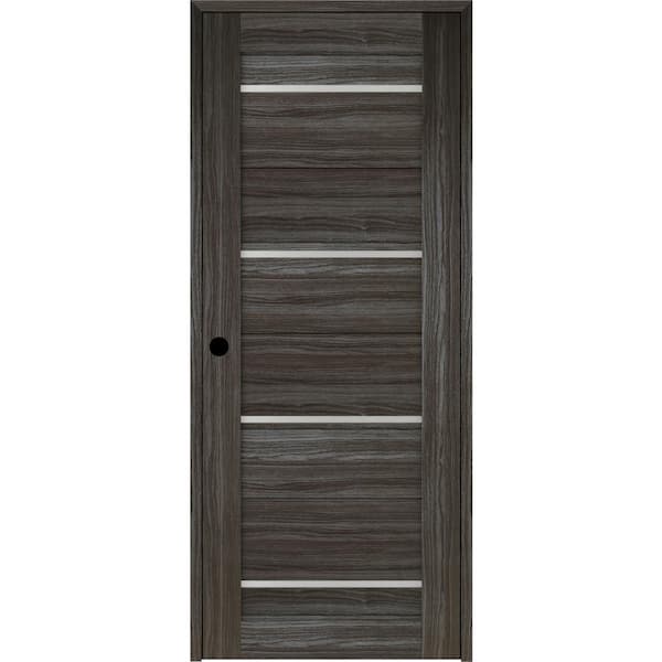 Belldinni Nika 18 in. x 80 in. Right-Hand 4-Lite Frosted Glass Solid Core Gray Oak Finished Composite Single Prehung Interior Door
