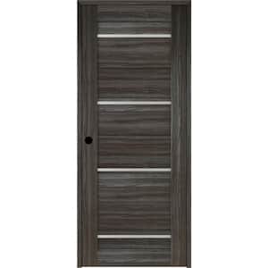 Nika 32 in. x 80 in. Right-Hand 4-Lite Frosted Glass Solid Core Gray Oak Finished Composite Single Prehung Interior Door