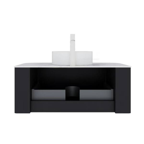 Ziyudura 36 in. Single Sink Floating Curved Edge Black Bath Vanity