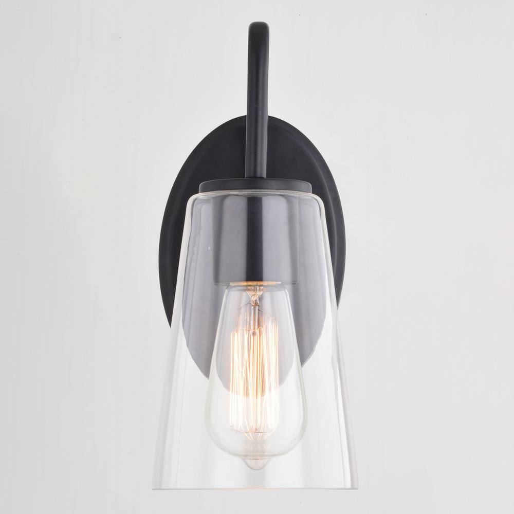 Matte Black Outdoor Dimmable Wall Sconce with Clear Glass
