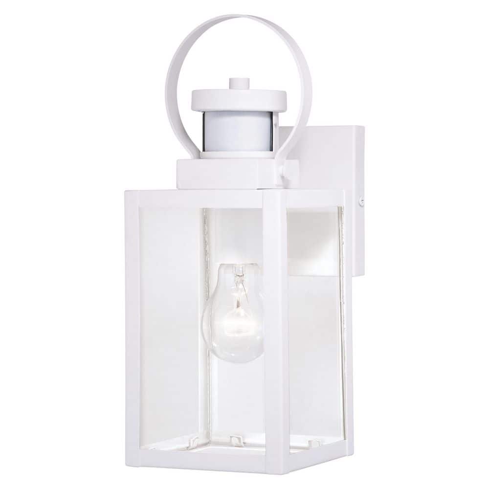 Medinah White Motion Sensor Dusk to Dawn Outdoor Wall Light Clear Glass price history on PriceWatchPro