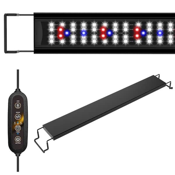 12-17 in. Black Indoor LED Grow Light for Aquariums with Full Spectrum 5000K Color Temperature and Timer Function