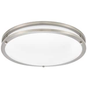 16 in. Satin Nickel LED Ceiling Mount Fixture, 5 CCT 2700K-5000K, 3600 Lumens, Dimmable