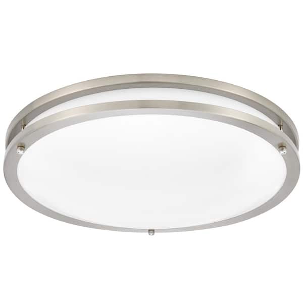 Maxxima 16 in. Satin Nickel LED Ceiling Mount Fixture, 5 CCT 2700K-5000K, 3600 Lumens, Dimmable