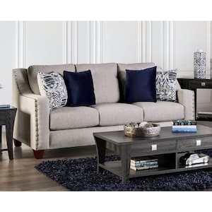 Pelly 83 in. W Slope Arm Fabric Straight Sofa in Gray