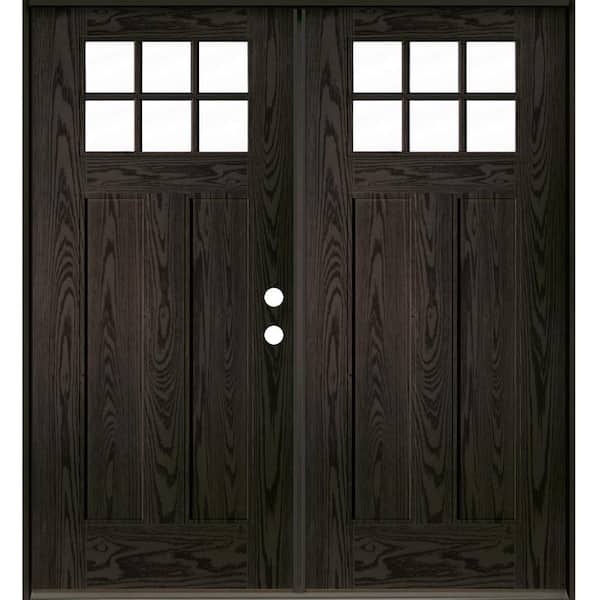 Krosswood Doors Craftsman 72 in. x 80 in. 6-Lite Left-Active/Inswing Clear Glass Baby Grand Stain Double Fiberglass Prehung Front Door