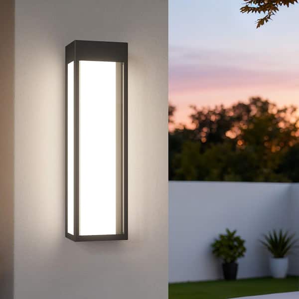 19.7 in. Sand Grain Black LED Outdoor Metal Exterior Garage Front Porch Wall Lights Sconces Lighting Fixtures