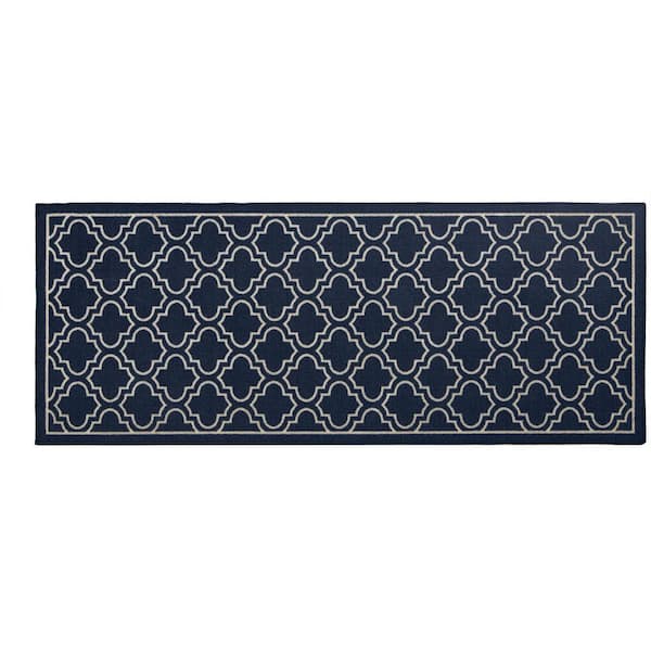 Trellis Navy 2 ft. x 5 ft. Non-Slip Indoor Area Rug