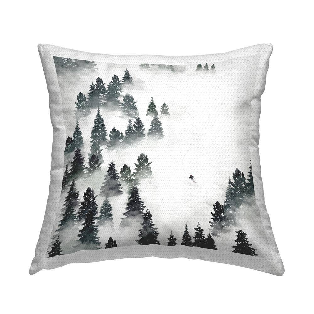 Aerial Winter Ski Slopes Snowy Nature Scene Black Square Outdoor Throw Pillow price history on PriceWatchPro