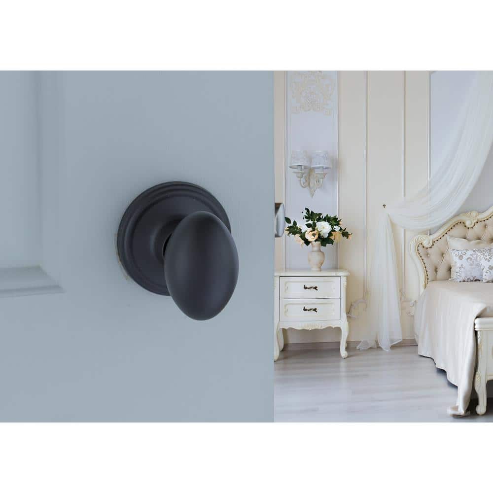 Black Brass Egg-Shaped Passage Door Knob for Hall/Closet