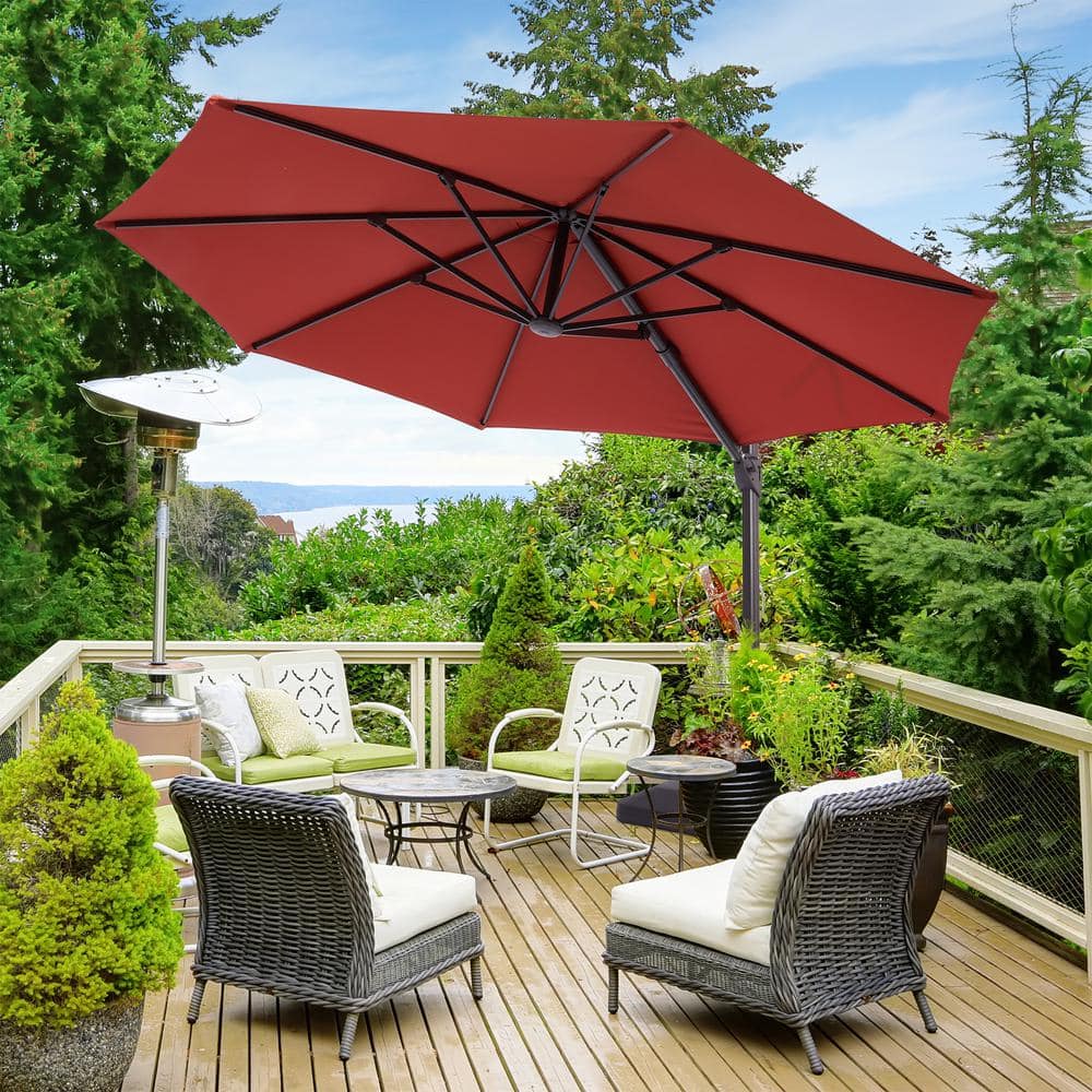 Sonkuki 11 ft. Aluminum Cantilever Patio Offset Umbrella Outdoor with a ...