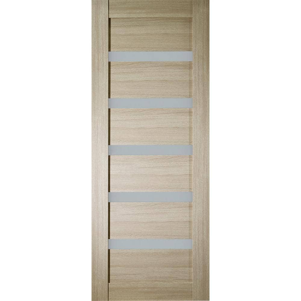 Leora 24 in. x 84 in. No Bore Solid Composite Core 6-Lite Glass Shambor Finished Wood Composite Interior Door Slab price history on PriceWatchPro
