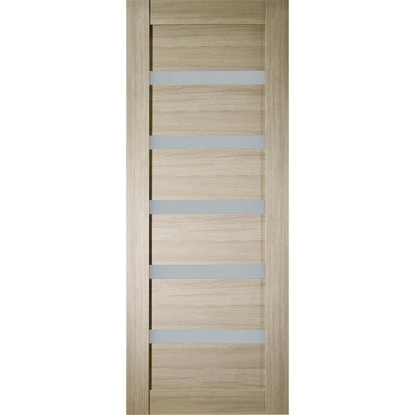 Belldinni Leora 28 in. x 96 in. No Bore Solid Composite Core 7-Lite Glass Shambor Finished Wood Composite Interior Door Slab