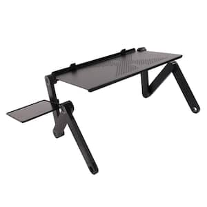 23.5 in. Black Aluminum Alloy and ABS Hard Plastic Side Table with Folding