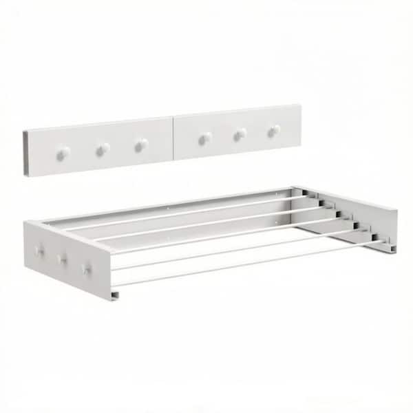 White 4H x 31.5W x 15.7D in. Metal Wall Mounted Clothes Drying Rack