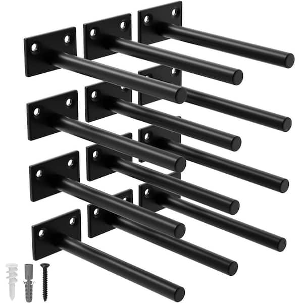 12-Pack 6 in. L Black Floating Shelf Brackets for DIY Decorative, Fit for Kitchen, Bathroom, Study Room