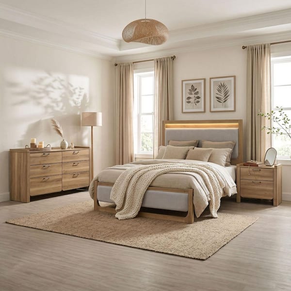 beige dresser and nightstand set Mariah - 5 Piece King Bedroom (Bed, & Mirror, Nightstand, Chest) Transform your bedroom with a functional and stylish bedroom set that includes a 18 Rookery Beige And Gray Washed